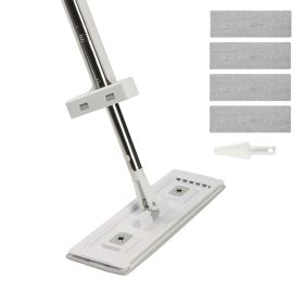 Flat Mop, Self Wringing, Microfiber Floor Mop with 4 Reusable & Washable Mop Pads for Dry & Wet Floor Cleaning
