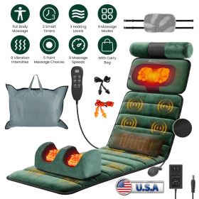Advanced Version Full Body Electric Massage Mat Heating Vibration Massage Pad Cushion Back Massage Mattress Chair Pad with Neck Foot Massage Head Pill