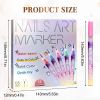 3D Nail Art Special Nail Marker Polish Pen, DIY Nail Art Beauty Decoration Manicure Tool with Painting and Outline Brush (Colorful)