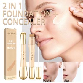 2-in-1 Dual-End Foundation & Concealer Liquid, Hydrating Buildable Coverage Facial Makeup, Long-Wearing Cream Base for Natural Even Skin Tone