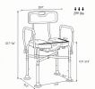 Light Blue Adjustable Height Bath Seat HDPE Padded Anti-slip Shower Chair with Arms And Back Support for Elderly And Disabled