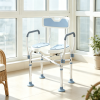 Light Blue Adjustable Height Bath Seat HDPE Padded Anti-slip Shower Chair with Arms And Back Support for Elderly And Disabled