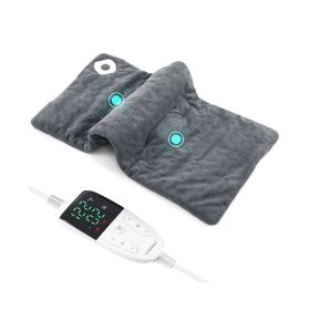 Gray Electric heated pad is equipped with 2 small massagers interior