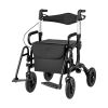 New 2-in-1 Foldable Rollator Walker with 9 Inch Pneumatic Tires -Black