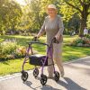 2-in-1 Rollator Walker with Seat (Purple), 8-Inch Large Wheels & Versatile Braking System, Adjustable Height