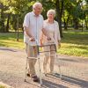 Silver Foldable Walker, 2-Button Folding Mechanism & 7-Level Adjustable Height (30"-36"), 350LBS Capacity