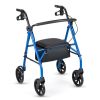 2-in-1 Rollator Walker with Seat (Blue), 8-Inch Large Wheels & Versatile Braking System, Adjustable Height