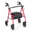2-in-1 Rollator Walker with Seat (Red), 8-Inch Large Wheels & Versatile Braking System, Adjustable Height