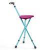 Folding Seat Cane (220lbs): 5-Level Height Adjust, LED Light, Anti-Slip Pads, Aluminum Alloy, Bonus Cushion/3 Foot Pads for Elder-Blue