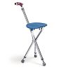 Folding Seat Cane (220lbs): 5-Level Height Adjust, LED Light, Anti-Slip Pads, Aluminum Alloy, Bonus Cushion/3 Foot Pads for Elder-Silver