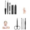 9pcs/set Portable Nail Clipper Cutter File Cuticle Pusher Tools Set For Manicure Pedicure