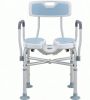 Light Blue Adjustable Height Bath Seat HDPE Padded Anti-slip Shower Chair with Arms And Back Support for Elderly And Disabled