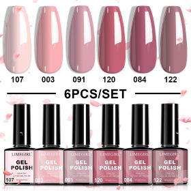 LIMEGIRL 6pcs Gel Polish Set 6 Vibrant Colors UV Gel NailPolish Red Blue Green Hema TMPTA TPO 3-free AllSeasons NailGel for Christmas Gift Women Girls (Color: HC025-2)