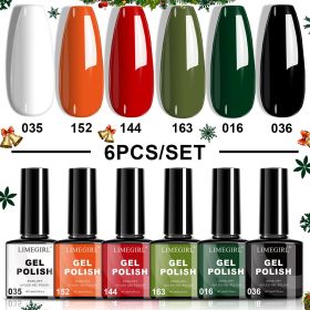 LIMEGIRL 6pcs Gel Polish Set 6 Vibrant Colors UV Gel NailPolish Red Blue Green Hema TMPTA TPO 3-free AllSeasons NailGel for Christmas Gift Women Girls (Color: HC025-12)