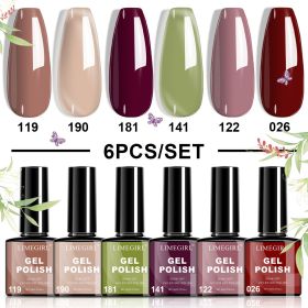 LIMEGIRL 6pcs Gel Polish Set 6 Vibrant Colors UV Gel NailPolish Red Blue Green Hema TMPTA TPO 3-free AllSeasons NailGel for Christmas Gift Women Girls (Color: HC025-6)