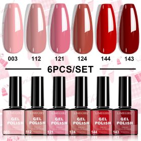 LIMEGIRL 6pcs Gel Polish Set 6 Vibrant Colors UV Gel NailPolish Red Blue Green Hema TMPTA TPO 3-free AllSeasons NailGel for Christmas Gift Women Girls (Color: HC025-7)