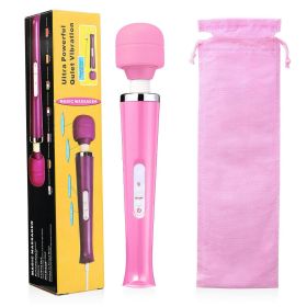 20 Speed Electric Handheld Vibrating Massager Therapy Motor Wand Full Body Massage Stick+Box (Color: Pink)