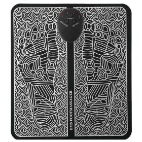 EMS Foot Massage Pad Electric Stimulator Massager Unit Leg Reshaping Muscle Pain Relax Foldable Massage Mat w/ 6 Modes 10 Intensity Levels (Type: Battery)