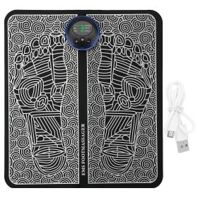 EMS Foot Massage Pad Electric Stimulator Massager Unit Leg Reshaping Muscle Pain Relax Foldable Massage Mat w/ 6 Modes 10 Intensity Levels (Type: Recharge)