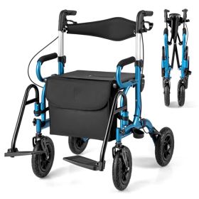 New 2-in-1 Foldable Rollator Walker with 9 Inch Pneumatic Tires (default: default title)