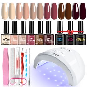 LIMEGIRL Gel Nail Polish Set 6 Color Set with UV Nail Light and Nail Tools, Soaking Nail Set, for Beginners DIY Nail Set (Corol: ZH644-1)