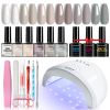 LIMEGIRL Gel Nail Polish Set 6 Color Set with UV Nail Light and Nail Tools, Soaking Nail Set, for Beginners DIY Nail Set
