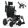 Automatic Reclining Foldable Electric Wheelchairs for Adults, Longest Range 20 Miles of Deluxe Electric Wheelchair with Dual 12AH Lithium Batteries