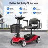 4 Wheel Compact Heavy Mobility with Lights, Battery Powered Electric Mobility Scooter, Electric Transportation Wheelchair, 2 Basket