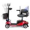 4 Wheel Compact Heavy Mobility with Lights, Battery Powered Electric Mobility Scooter, Electric Transportation Wheelchair, 2 Basket